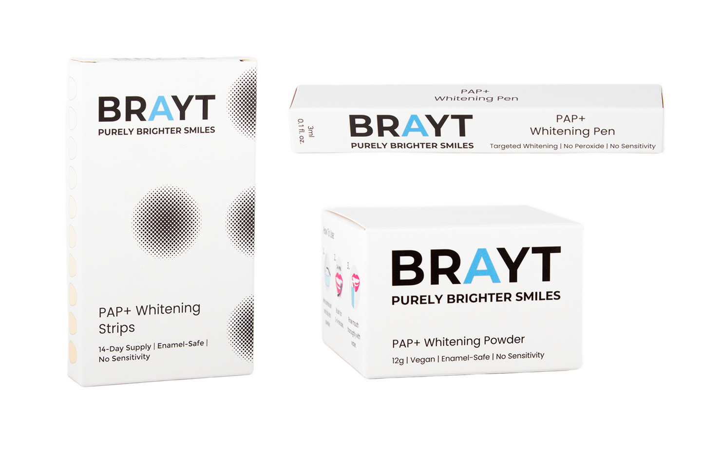 Brayt Full Smile Kit | Teeth Whitening Strips | Teeth Whitening Powder | Teeth Whitening Pen